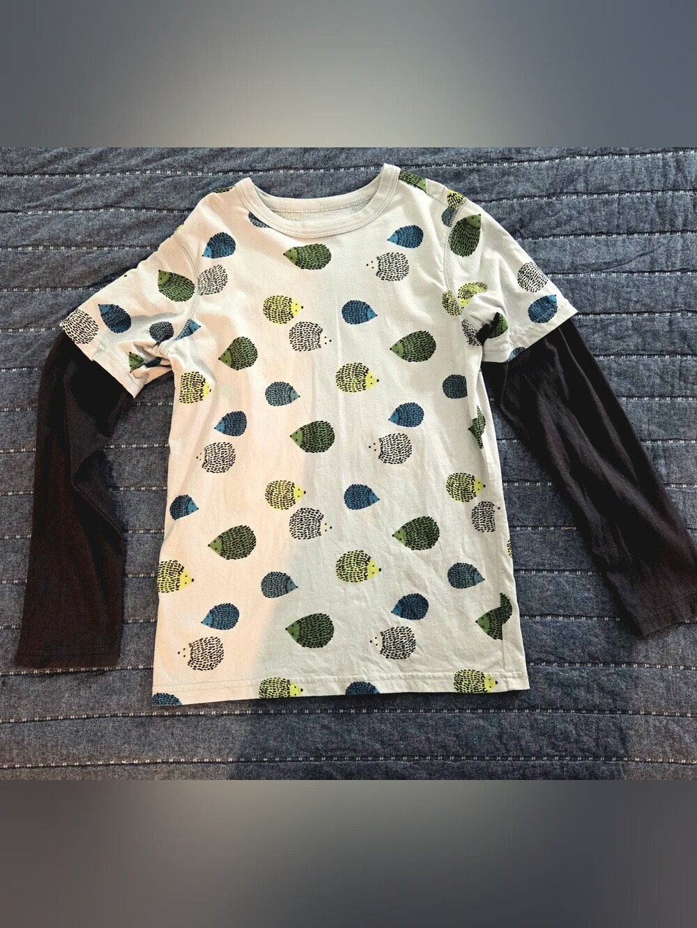 Tea Collection Hedgehog Print Layered-Look T-Shirt